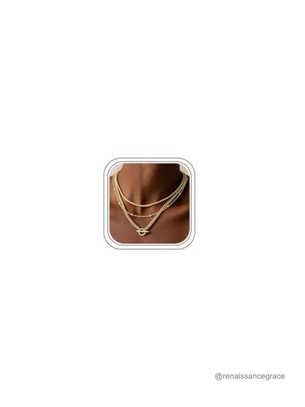 14K Gold Plated Layered Chain Necklace Stack for Women